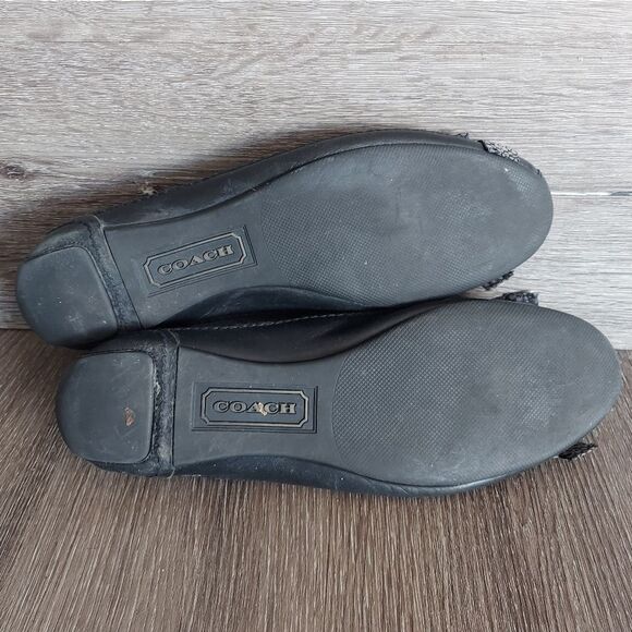 Coach Saundra Flats Black Monogram Logo Bow Size 9.5 - Picture 7 of 7